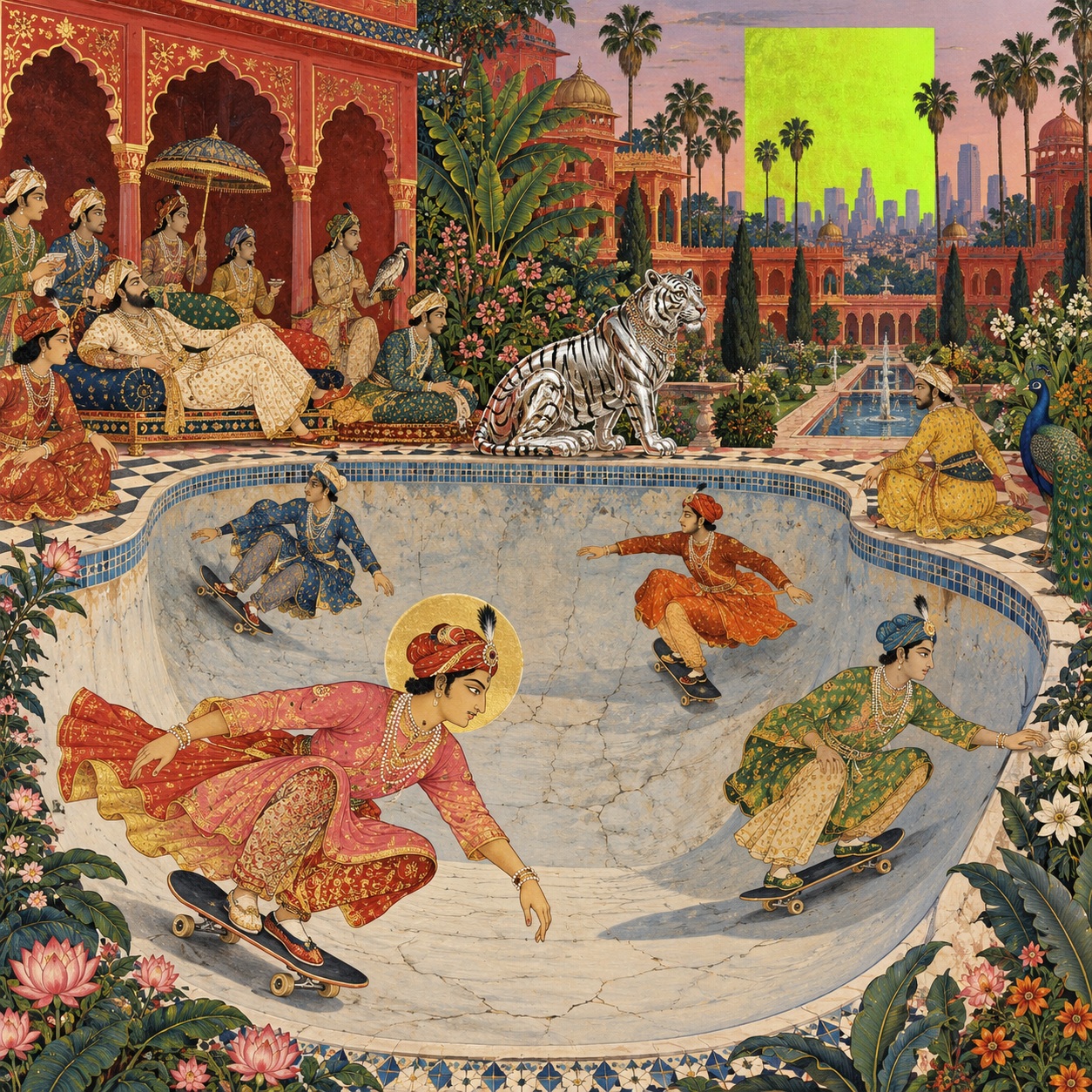 Close view of the impossible court artwork